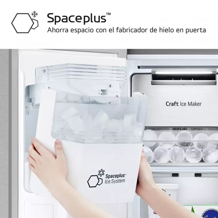 LG Frigorífico Side By side  Serie 900, Instaview Door-In-Door, con Craft Ice, Acero texturizado antihuellas.  D, 628 L, GSXE90MBDD.AMBQEUR